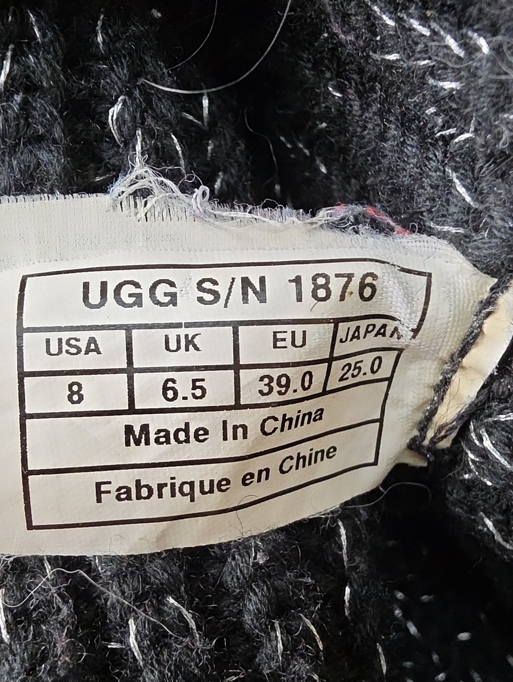 UGG Classic Cardi Black Knit Silver Metallic Tinsel Sweater Slouchy Tall Boots 8 - Picture 8 of 9